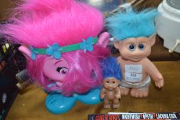 Three Plastic Troll Dolls