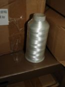 Twelve Cones of White Embroidery Thread