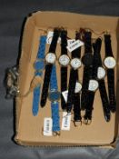 Box of Ten Wristwatches with Faux Leather Straps (