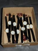 Box of Ten Wristwatches with Faux Leather Straps (