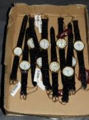 Box of Ten Wristwatches with Faux Leather Straps (