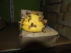 Sixteen Decorative Beehive Ornaments with Gold Col