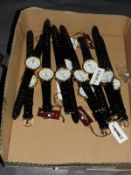 Box of Ten Wristwatches with Faux Leather Straps (