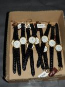 Box of Ten Wristwatches with Faux Leather Straps (