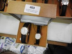 Two Pair of Ladies & Gents Wristwatches with Black
