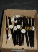 Box of Ten Wristwatches with Faux Leather Straps (