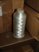 Twelve Cones of White Embroidery Thread