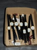 Box of Ten Wristwatches with Faux Leather Straps (