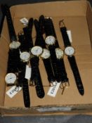 Box of Ten Wristwatches with Faux Leather Straps (