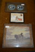 Three Small Framed Prints Including Hand Painted H