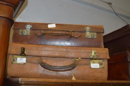 Two Vintage Leather Suitcases