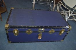 Large Blue Steamer Trunk