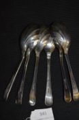 Set of Six Silver Dessert Spoons - Sheffield 1956,