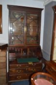 Georgian Mahogany Bureau Bookcase with Astral Glazed Front (AF)