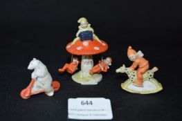 Three Vintage Pixie Cake Decorations