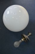 Large White Glass Globe with Light Fitting
