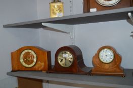 Three Wood Cased Mantel Clocks