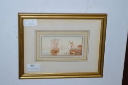 Small Gilt Framed Watercolour - Harbour Scene