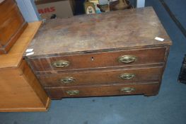 Small Three Drawer Oak Chest and Contents of Sewing Items, etc.