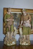 Pair of Royal Dux Figurines - Goat Herders