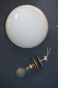 Large White Glass Globe with Light Fitting