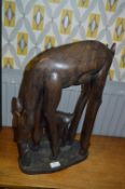 Large African Carved Wood Antelope