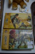Two Boxes of Airfix Military Figures Including German Infantry and British Paratroopers