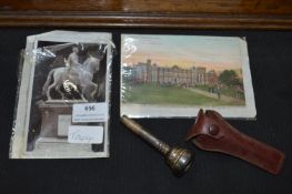 Two Vintage Postcards and a Vintage Trumpet Mouthp