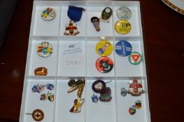 Tray Lot of Badges Including Tufty Club, Lifeboat,