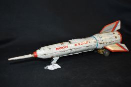 Masuya Japanese Tinplate Moon Rocket circa 1965