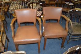 Pair of 1930's Vinyl Upholstered Armchairs