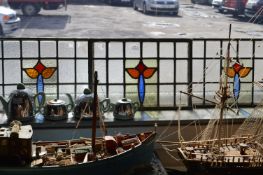 Four Vintage Leaded Glass Window Panes