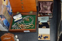 Small Box and Basket Containing Gents Collar Studs