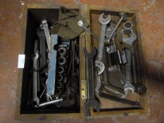 Small Pine Box Containing Spanners