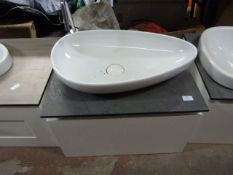 *Wall Mounted Cabinet with Grey Worktop and Oval C