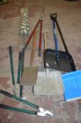 Garden Parasol and a Quantity of Garden Tools