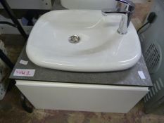 *White Single Door & Drawer Cabinet with Grey Work