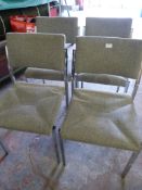 *Four Metal Framed Grey Upholstered Stackable Chai