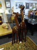 Pair of Wooden Giraffe Statuettes 59