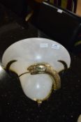 Brass Snake Wall Light with Frosted Glass Lamp Sha