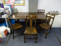 Oak Drop Leaf Gate Leg Table with Four Dining Chai