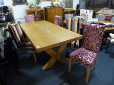 Large Robust Solid Oak Table with Five Chairs 86