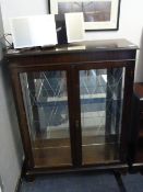 Mahogany Effect Glazed Bookcase with Glass Shelves