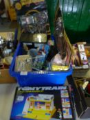 Box Containing Toys, Golf Balls, Pirate Outfit, et