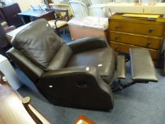 Brown Leather Rocking Reclining Armchair