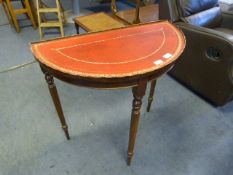 Semi Circular Leather Topped Occasional Table