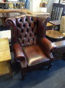 Chesterfield Red Leather Wingback Armchair