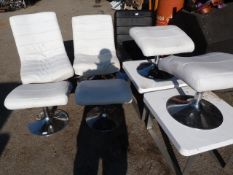 Three Chairs, Four Footstools, and Two Side Tables