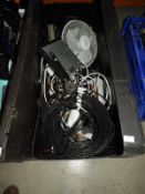 *Box Containing CCTV Cameras, Desktop Fan, Coax Ca