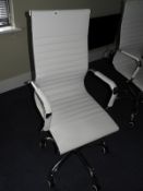 Contemporary Style Executive Swivel Chair (White Faux Leather & Chrome)